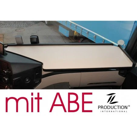 Mercedes Actros Stream Space MP4 & MP5 durchgehender LKW-Tisch Kante schwarz Antirutschmatte beige mit ABE