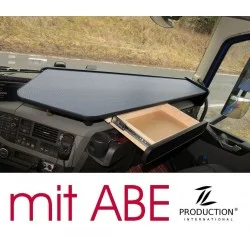 VOLVO FH4 durchgehender LKW-Tisch mit Auszug Kante schwarz Antirutschmatte grau mit ABE