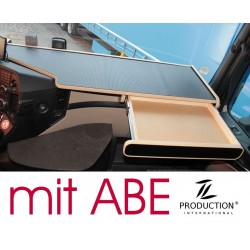 Mercedes Actros Stream Space MP4 & MP5 durchgehender LKW-Tisch mit Auszug Kante beige Antirutschmatte schwarz mit ABE