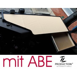 Mercedes Actros Stream Space MP4 & MP5 durchgehender LKW-Tisch mit Auszug Kante schwarz Antirutschmatte beige mit ABE