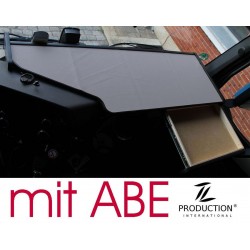 Mercedes Actros Big Space MP4 & MP5 durchgehender LKW-Tisch mit Auszug Kante schwarz Antirutschmatte grau mit ABE