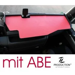 MAN TGX durchgehender LKW-Tisch mit Ausschnitt Kante schwarz Matte rot mit ABE