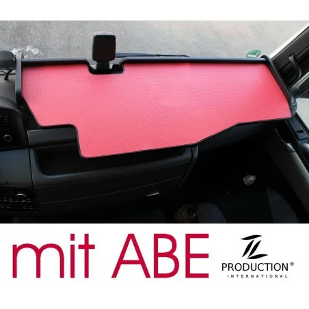MAN TGX durchgehender LKW-Tisch mit Ausschnitt Kante schwarz Matte rot mit ABE