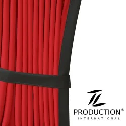 Scheibengardine mit Kunstleder rot-schwarz