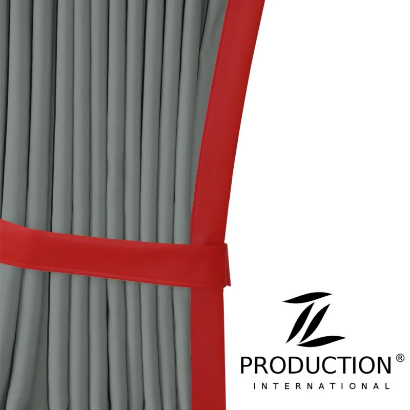 Gardine Frontscheibe in grau-rot