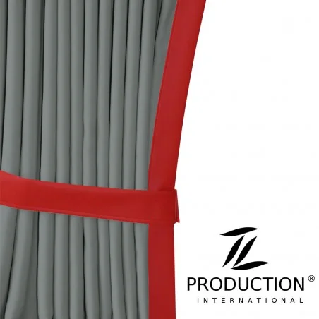 Gardine Frontscheibe in grau-rot