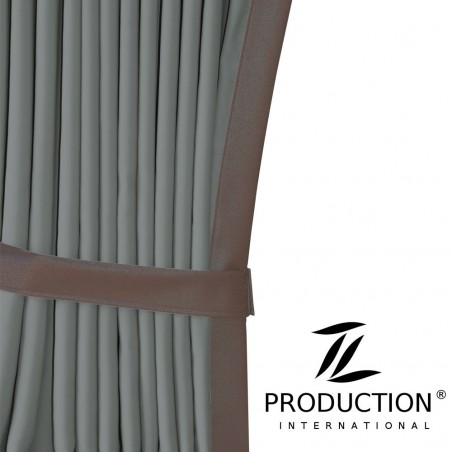 Gardine Frontscheibe in grau-braun