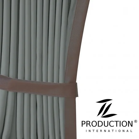 Gardine Frontscheibe in grau-braun