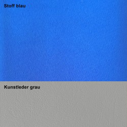 Farbkombination Stoff blau und Kunstleder grau