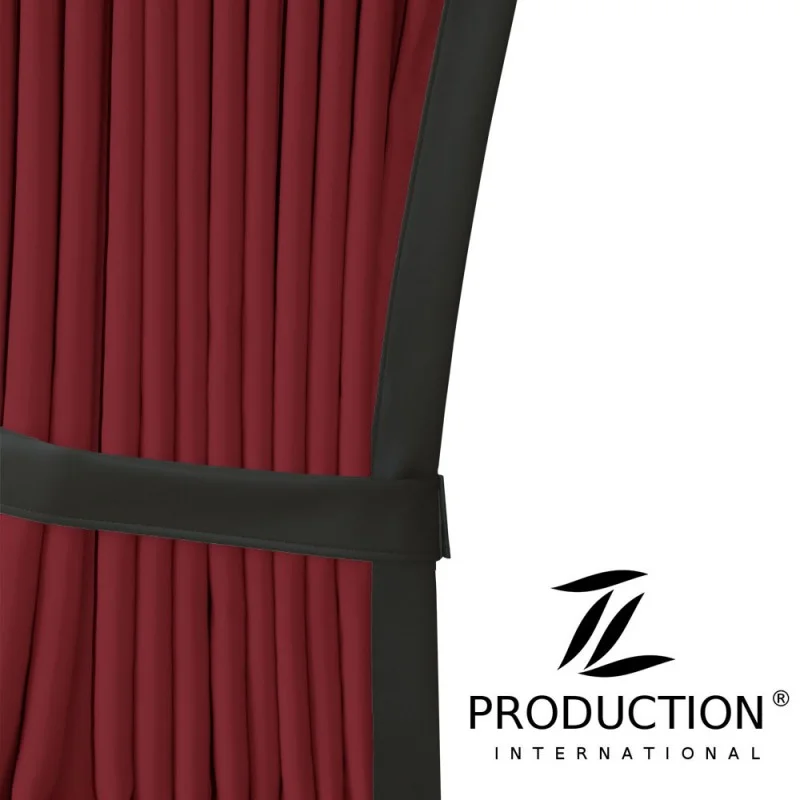 LKW-Vorhang  bordeaux mit Lederkante schwarz