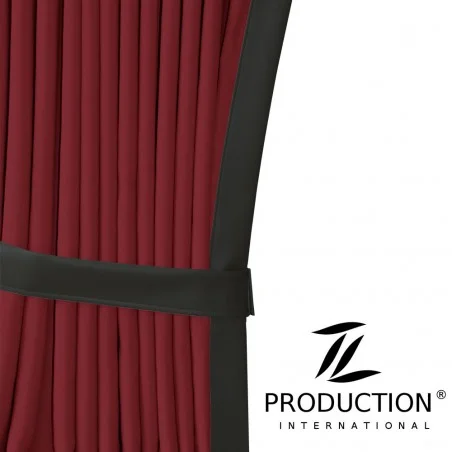 LKW-Vorhang  bordeaux mit Lederkante schwarz