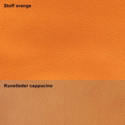 Detailbild LKW-Scheibengardine orange mit Kunstleder cappucino