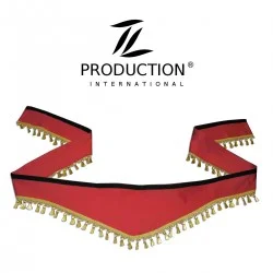 Frontscheibenborde Dreieck in rot mit goldenen Bommeln