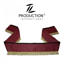 Frontscheiben-Borde in bordeaux mit goldenen Fransen