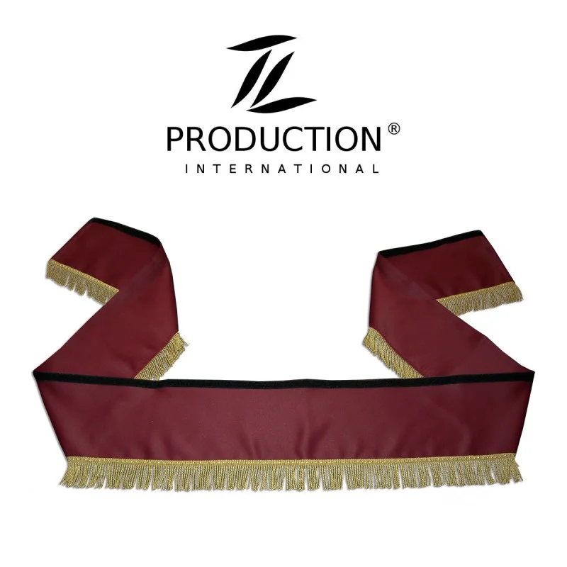 Frontscheiben-Borde in bordeaux mit goldenen Fransen