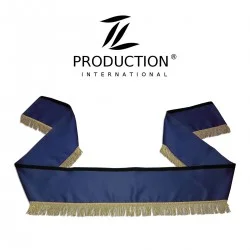 dunkel-blaue Frontscheiben-Borde gerade mit goldenen Fransen