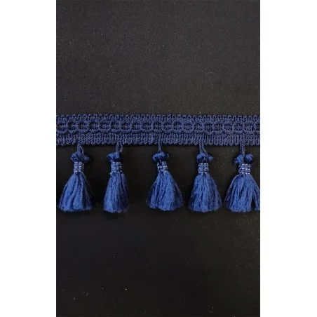 LKW-Gardine Farbvariante schwarz - Quasten dunkelblau