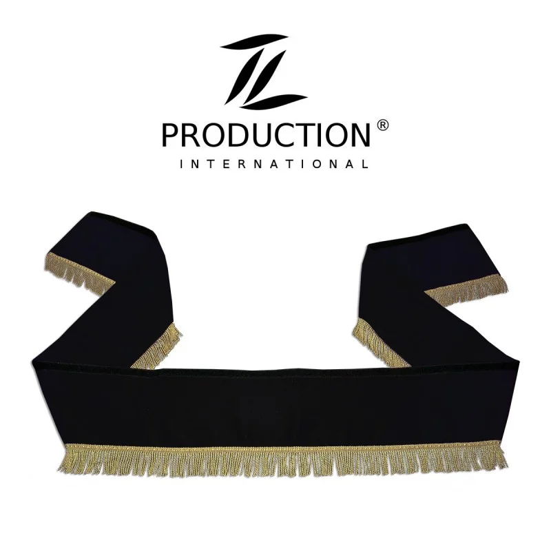Frontscheiben-Borde in schwarz mit goldenen Fransen