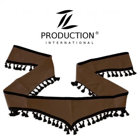 LKW-Frontscheibenborde in braun mit Bommeln schwarz