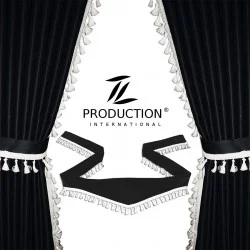 Gardinenset LKW-Innenausstattung schwarz-weiß Dreieck