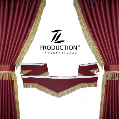 Hochwertiges Vorhang-Set in bordeaux mit goldenen Fransen