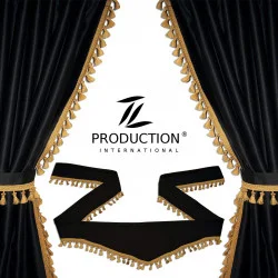 Set LKW Scheibengardinen mit Frontscheibenborde Schwarz Honiggelb