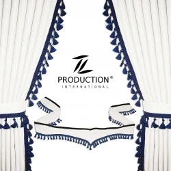 Gardinenset LKW-Innenausstattung weiß-dunkelblau Orientel