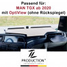 MAN TGX ab 2020 durchgehender LKW-Tisch Kante schwarz Antirutschmatte beige mit Ausschnitt für OptiView