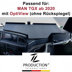 MAN TGX ab 2020 durchgehender LKW-Tisch Kante schwarz Antirutschmatte schwarz mit Ausschnitt für OptiView