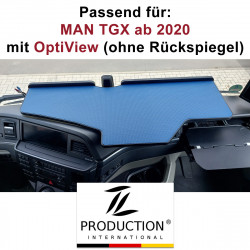 MAN TGX ab 2020 durchgehender LKW-Tisch Kante schwarz Antirutschmatte blau für LKW mit Optiview
