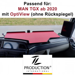 MAN TGX ab 2020 OptiView durchgehender LKW-Tisch Kante schwarz Antirutschmatte rot
